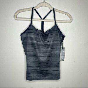 Stori Textured‎ Wash Striped Shelf Bra Racerback Tank